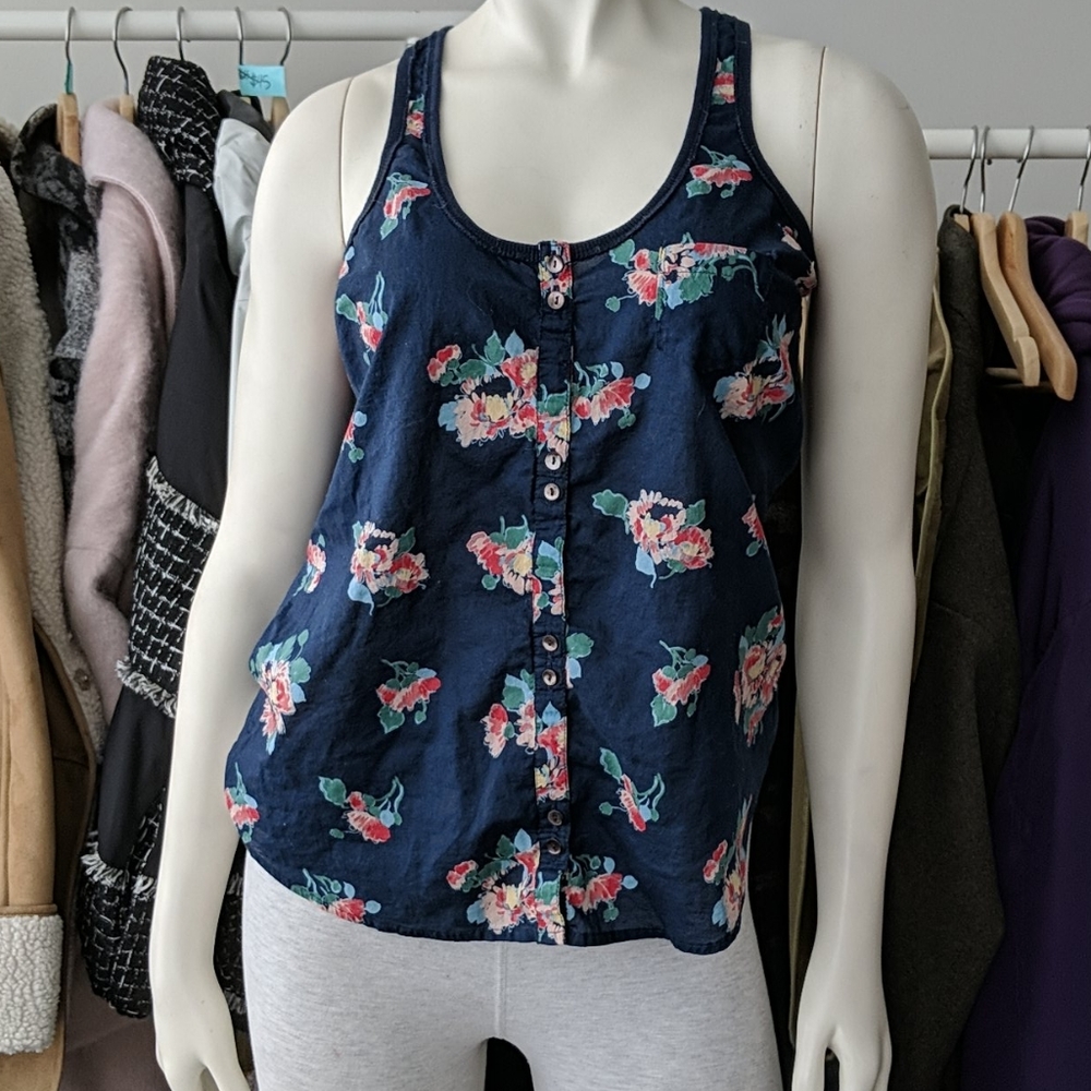 5/$45 Navy Blue Floral Aeropostale Tank Top